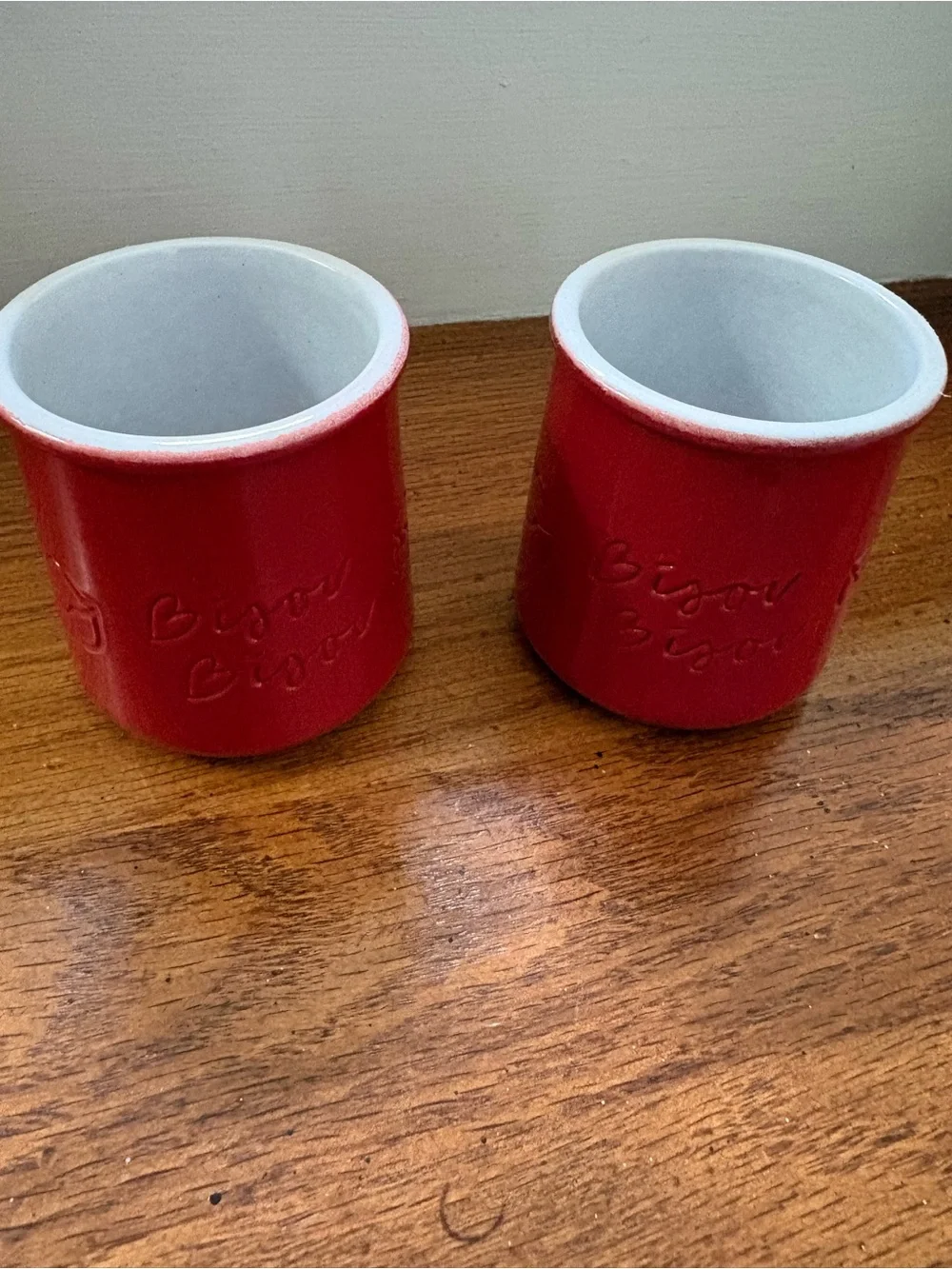 Set of 2 Red La Fermiere Bisou Bisou Yogurt Cups